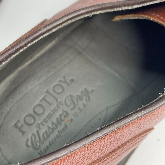 VTG Men\'s FOOTJOY Premier Classics Dry Brown LEATHER Golf SPIKELESS Shoes 10.5 D main image 6